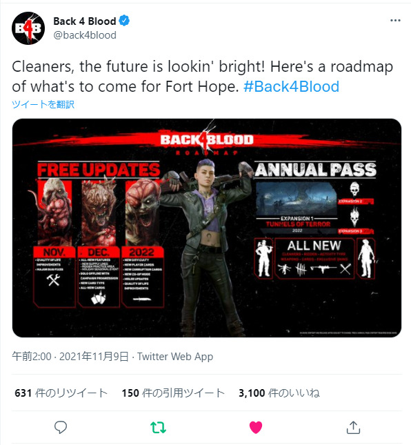 Back 4 Blood公式のツイート